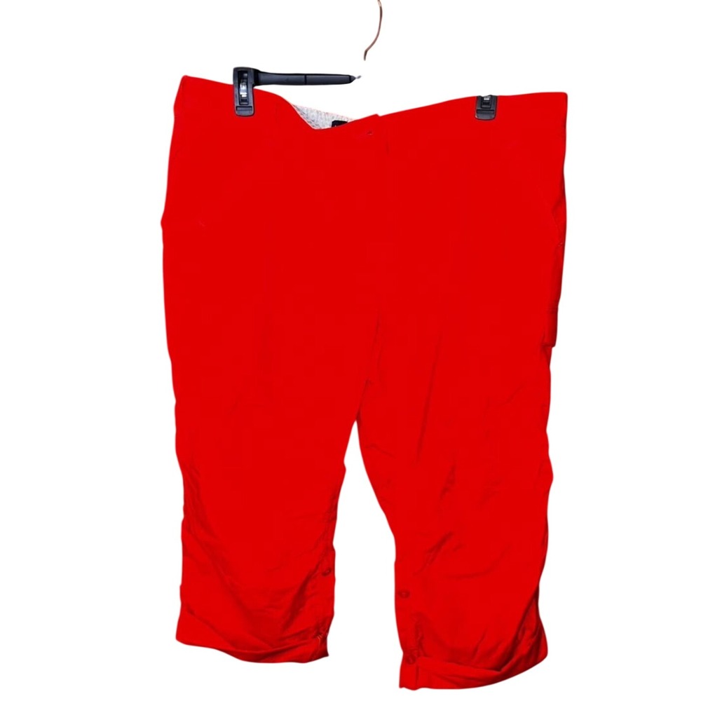 Lands End Capris 22W Orange red Plus Size Elastic Waist NWT